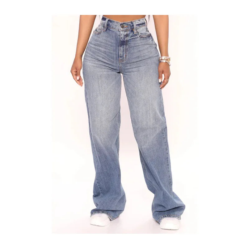 New High Waist Baggy Jeans For Women Fashion Loose Denim Wide Leg Pants Casual Female Clothing XS-XL