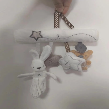 2025 New Hanging Bed Rabbit Baby Hand Bell Safety Seat Plush Toy Multifunctional Plush Toy Stroller Mobile Gifts