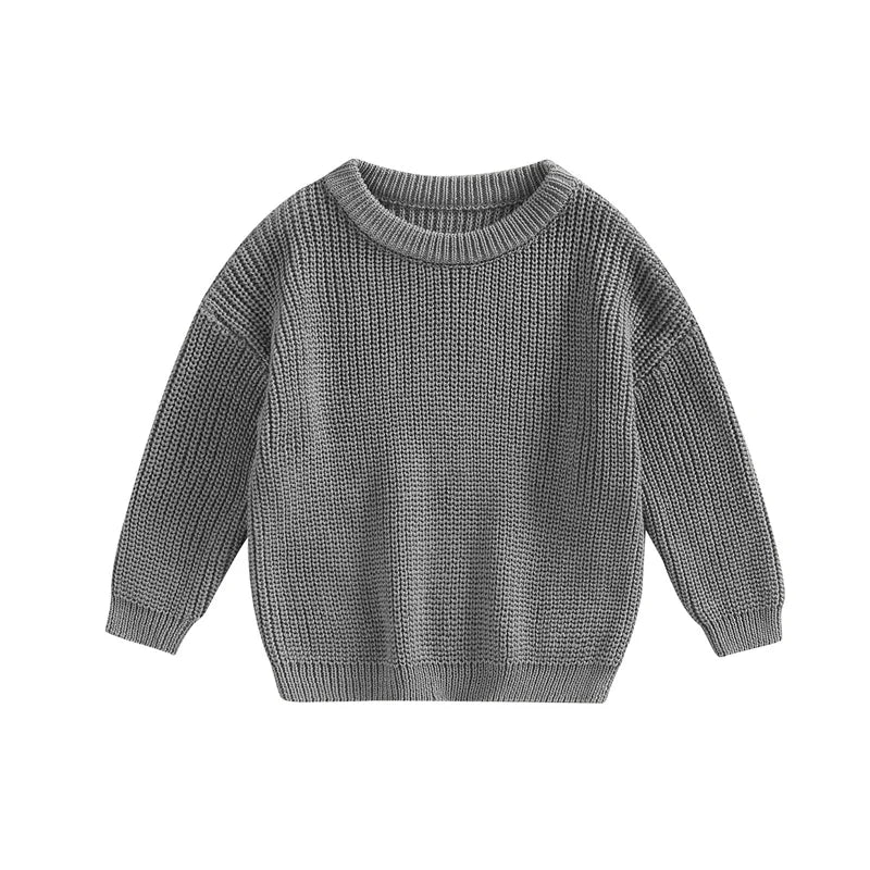 Newest Newborn Baby Girl Boy Knitted Long Sleeve Autumn Winter Sweater Solid Loose Pullover Casual Tops Kids Clothes 3M-5Y