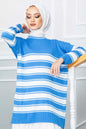 Women Clothing Striped Crew Neck Hijab Sweater Abaya İslamic Tunique Femme Musulman Autumn Winter Solid Thick Warm Loose