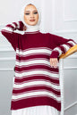 Women Clothing Striped Crew Neck Hijab Sweater Abaya İslamic Tunique Femme Musulman Autumn Winter Solid Thick Warm Loose