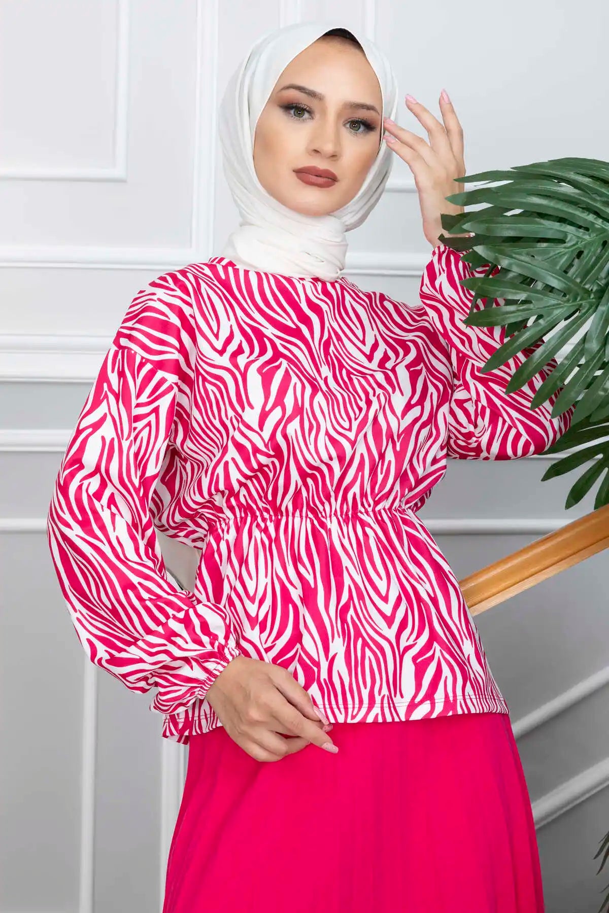 Women Clothing Zebra Patterned Hijab Skirt Suit Autumn Blouses Fashion Muslim Sets Long Sleeve Turkish Pants Abaya Solid İslamic