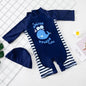 Baby Swimsuit One-Piece Bathing Suit Boy with Sun Cap UPF50 UV Protection Long Sleeve Dinosaur Children's Swimwear for Toddlers