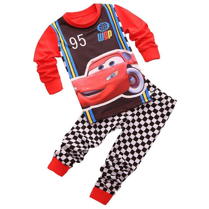 2pcs/set Spring Autumn Boys Girls Long Sleeved Lightning Mcqueen Sleepwear Kids Pajamas 95 Cars Cartoon Children's Pyjama