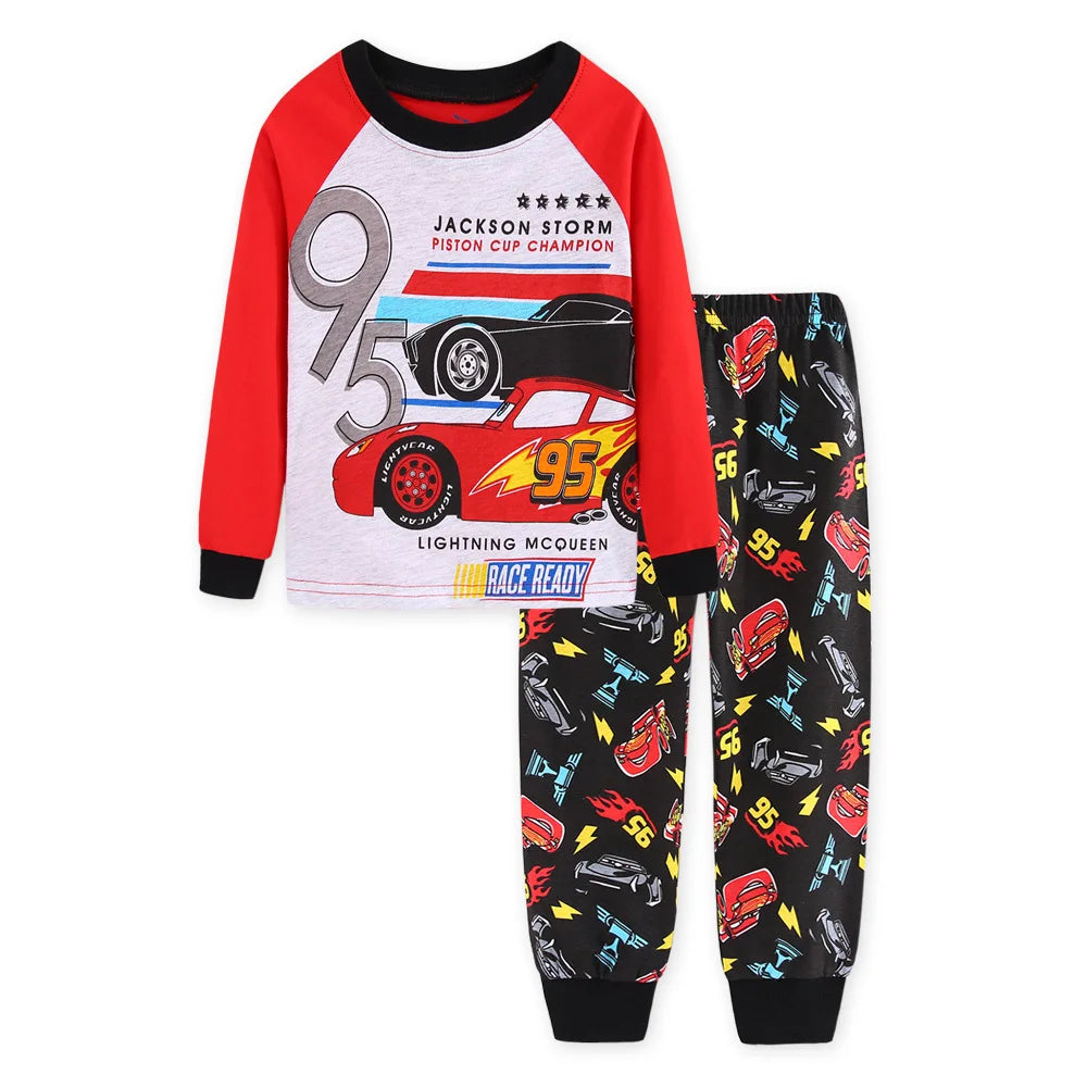 2pcs/set Spring Autumn Boys Girls Long Sleeved Lightning Mcqueen Sleepwear Kids Pajamas 95 Cars Cartoon Children's Pyjama