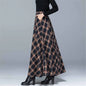 Mom High Waist Woolen plaid Skirts Autumn Winter Women's 3XL Wool Maxi Skirts Female Fashion Casual Long Streetwear