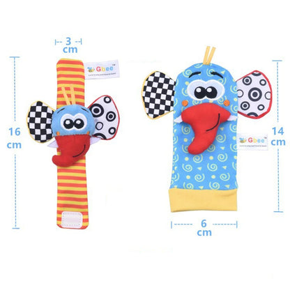 Baby Rattles Socks Toys 0 12 Months Newborn Infant Cartoon Plush Socks Wrist Strap Foot Finder and Wrist Rattles Toys for Babies