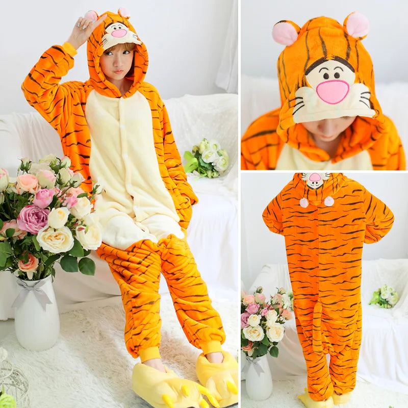 Animal Onesie Adult Unisex Unicorn Pajamas Suit Warm Soft Woman Sleepwear Boy Girls Onepiece Kids Winter Flannel Jumpsuit Pijama