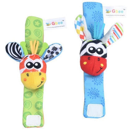 Baby Rattles Socks Toys 0 12 Months Newborn Infant Cartoon Plush Socks Wrist Strap Foot Finder and Wrist Rattles Toys for Babies