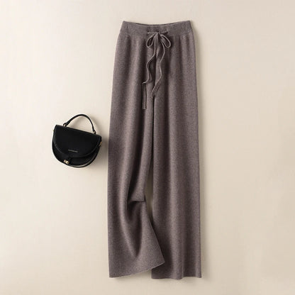 BELIARST Cashmere pants ladies high waist wide leg pants casual knitted trousers winter 100% pure wool loose women's pants