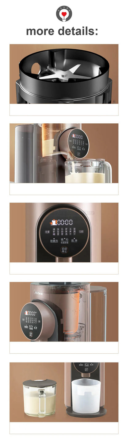 Midea Food Mixer Soymilk Maker 800W Multifunctional Food Blender Household Juicer Bass Filter-Free Soymilk Maker for 1-4 People