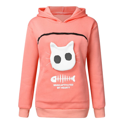 Sweatshirt Cat Lovers Hoodie Kangaroo Dog Pet Paw Pullovers Cuddle Pouch Sweatshirt Pocket Animal Ear Hooded Plus