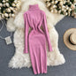 Dresses for Women Sexy Turtleneck Knitted Bodycon Dress Women Autumn Winter Long Sleeve Sweater Dress