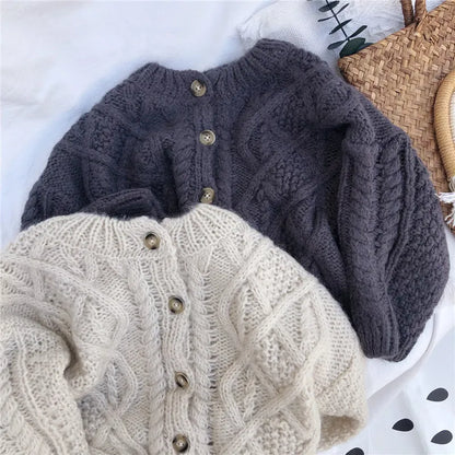 2025 Boys And Girls Spring And Autumn Sweater Baby Kids Knit Cardigan Sweater Clothes Korean StyleTwist Shape Girls Clothing