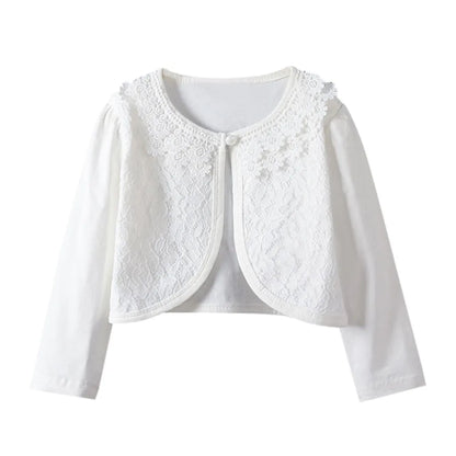 Girls Lace Shrug Coat Toddler Kids Baby Little Girls Lace Princess Bolero Cardigan Shrug Tops Clothes ropa de niños 2 a 9 años