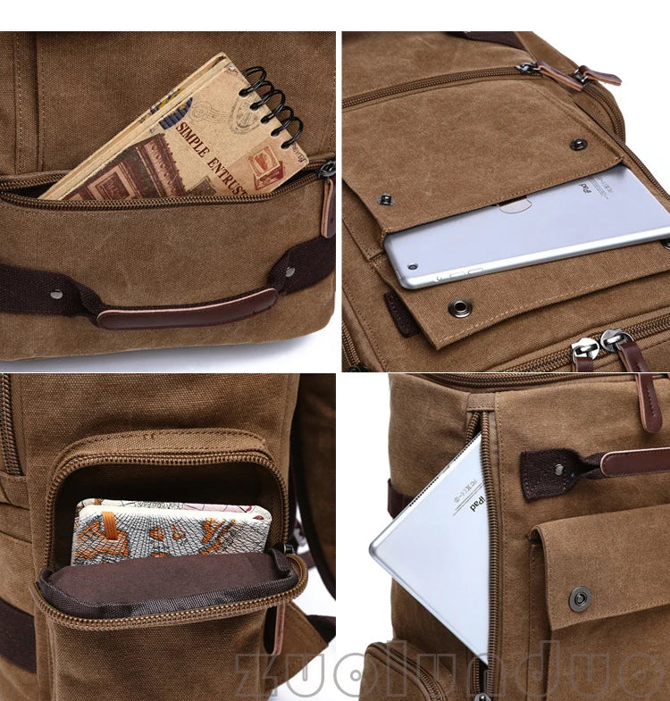 Men's Backpack Vintage Canvas Backpack School Bag Men's Travel Bags Large Capacity Backpack Laptop Backpack Bag Rucksack