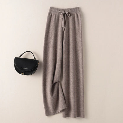 BELIARST Cashmere pants ladies high waist wide leg pants casual knitted trousers winter 100% pure wool loose women's pants