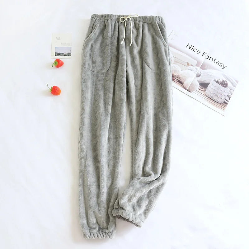 Winter Pajamas Home Pants For Women Elastic Trousers Loose Warm Thicken Fannel Pijamas Pants Sleepwear Printed Autumn Nightwear