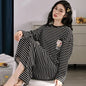 100% Cotton Nightdress Women's Spring Autumn New Long-sleeved Loose Striped Pijamas Female Loose Cute Nightwear