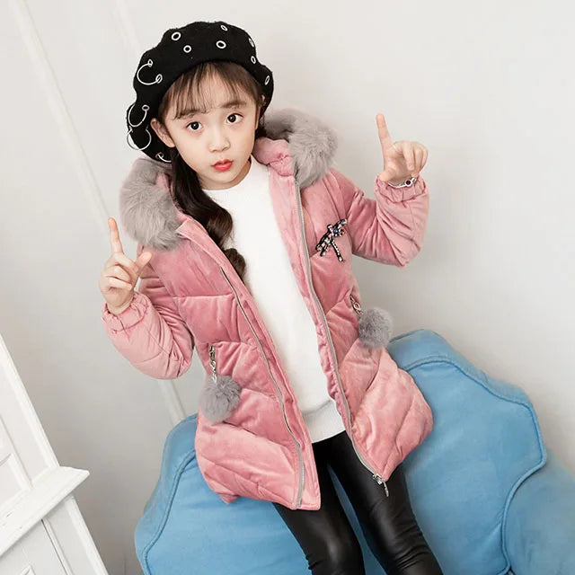 Children Down Coat Winter Teenager Thickened Hooded Cotton-padded Parka Coat Kids Warm Long Jackets Toddler Kids Outerwear