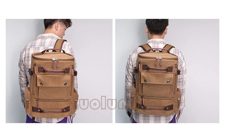 Men's Backpack Vintage Canvas Backpack School Bag Men's Travel Bags Large Capacity Backpack Laptop Backpack Bag Rucksack