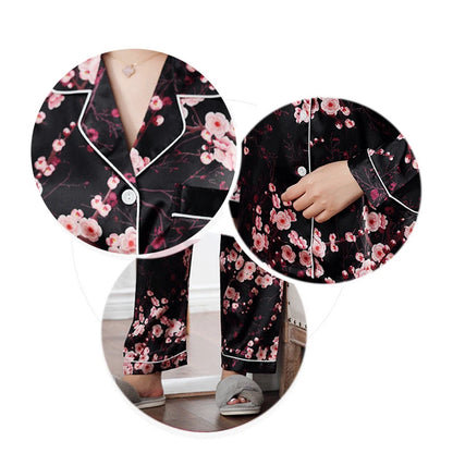 Satin Silk Pajamas for Women's Set pyjamas Button Donna pjs Winter Mujer Pijama Sleepwear