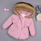 Kids Girl Jacket Big Fur Warm Toddler Children's winter cotton padded clothes girls thickened Hooded cotton padded coat