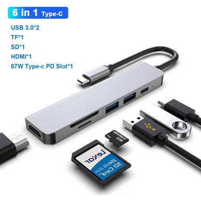 USB C Hub 8 In 1 Type C 3.1 To 4K HDMI Adapter with RJ45 SD/TF Card Reader PD Fast Charge for MacBook Notebook Laptop Computer