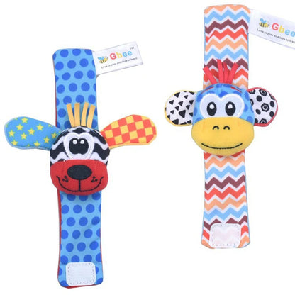 Baby Rattles Socks Toys 0 12 Months Newborn Infant Cartoon Plush Socks Wrist Strap Foot Finder and Wrist Rattles Toys for Babies