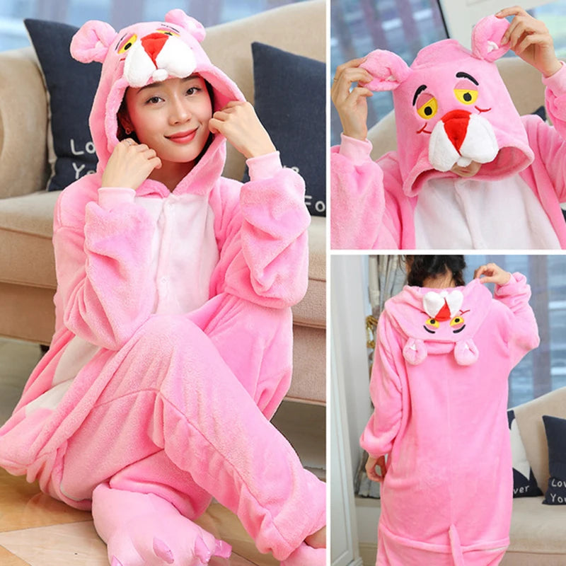 Animal Onesie Adult Unisex Unicorn Pajamas Suit Warm Soft Woman Sleepwear Boy Girls Onepiece Kids Winter Flannel Jumpsuit Pijama