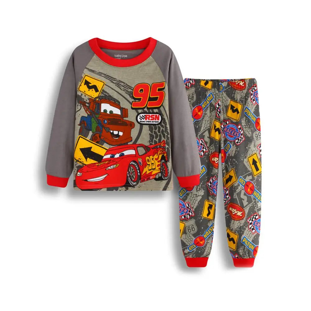 2pcs/set Spring Autumn Boys Girls Long Sleeved Lightning Mcqueen Sleepwear Kids Pajamas 95 Cars Cartoon Children's Pyjama