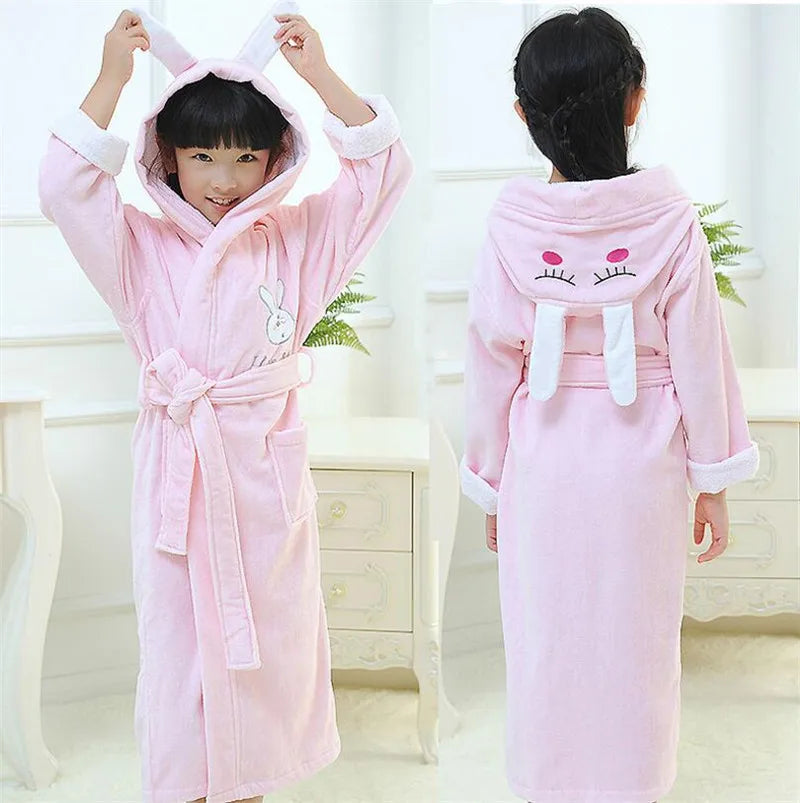 Pure cotton Children Robes Soft Baby Bathrobe Cute Animal Cartoon Babies Blanket Kids Hooded Bathrobes Toddler Bath Towel