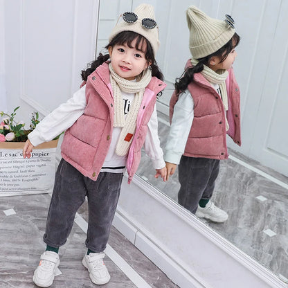 Autumn Girls Warm Vest Winter Boys Thicken Waistcoat Kids Outerwear Baby Vest Children Teens Cotton Jackets Vest For 3-10 Years