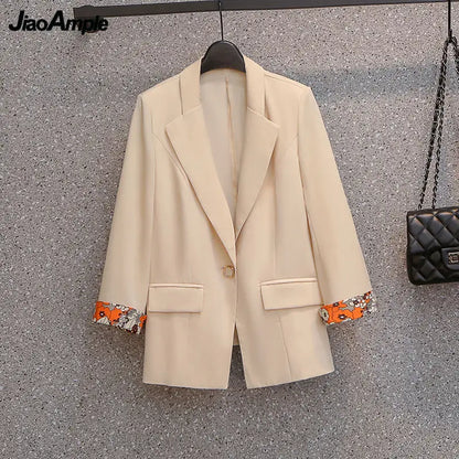 Autumn New Suit Dress Matching Set Women's Casual Blazers Jacket Floral Midi Skirt Two-piece Korean Elegant Suits