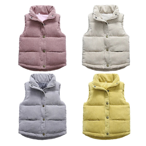 Autumn Girls Warm Vest Winter Boys Thicken Waistcoat Kids Outerwear Baby Vest Children Teens Cotton Jackets Vest For 3-10 Years