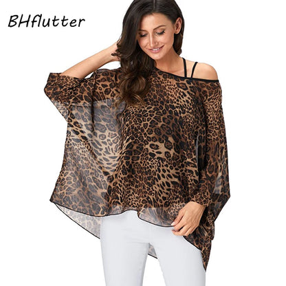 BHflutter 4XL 5XL 6XL Plus Size Blouse Shirt Women New Striped Print Summer Tops Tees Batwing Sleeve Casual Chiffon Blouses 2025