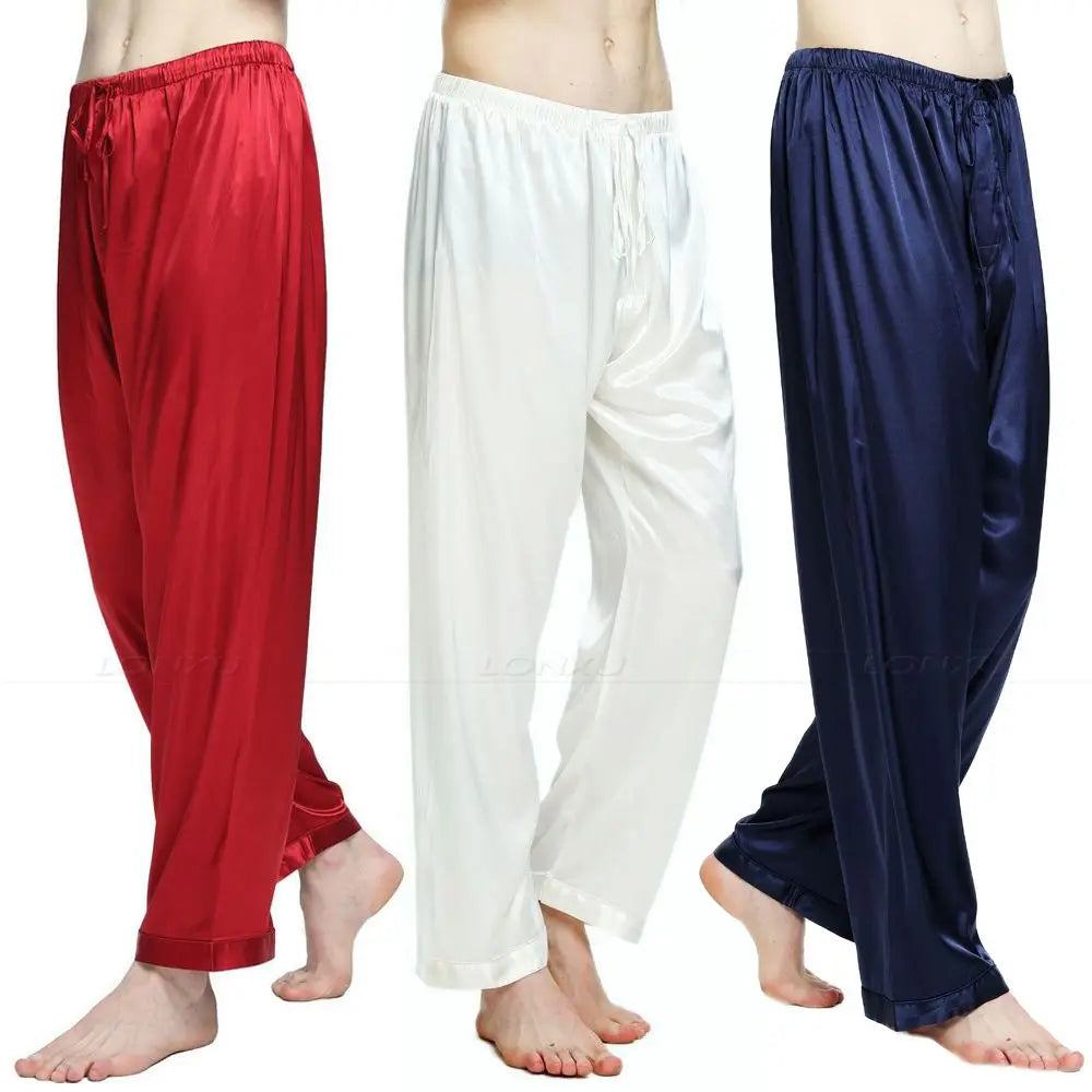 Mens Silk Satin Pajamas Pyjamas Pants Lounge Pants  Sleep Bottoms Free p&p S M L XL 2XL 3XL 4XL Plus