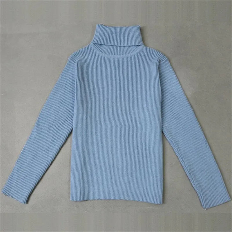 Baby Girls Winter Turtleneck Knitted Sweaters Clothes 2025 Autumn Children Boys Pullover Kids Knitwear