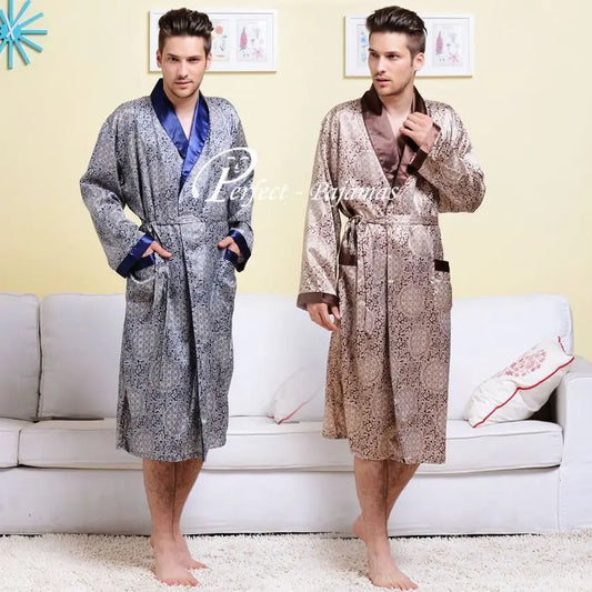 Mens Silk Satin Pajamas Set  Pajama Pyjamas PJS Sleepwear  Robe  Nightgown  U.S.S  M  L XL 2XL 3XL