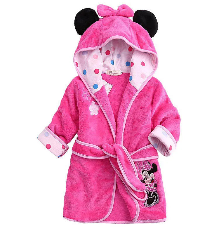 Children's Robes Kids Hooded Pajamas Clothes Child Boys Fleece Warm Bathrobes Girls Nightgowns Clothing Set Cartoon Sleepwear