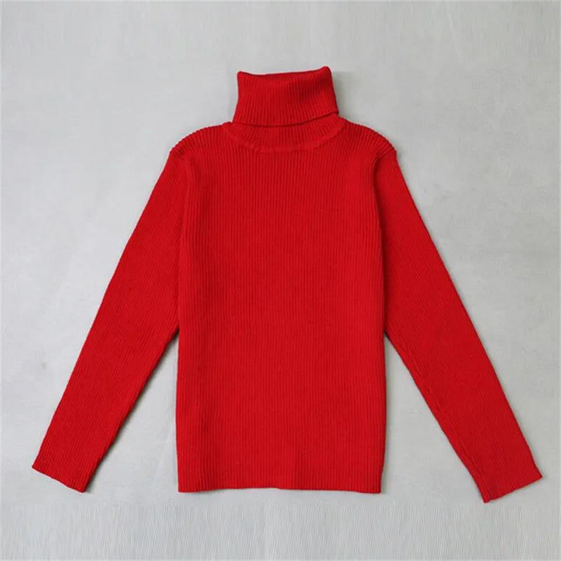 Baby Girls Winter Turtleneck Knitted Sweaters Clothes 2025 Autumn Children Boys Pullover Kids Knitwear