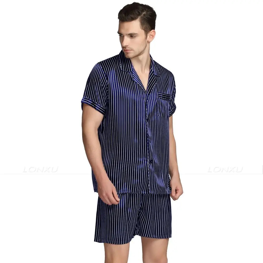 Mens Silk Satin Pajamas Pajama Pyjamas  Set  Sleepwear Set Loungewear S, M,L,XL,2XL,3XL ,4XL Short Sleeves