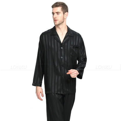 Mens Silk Satin Pajamas Set  Pajama Pyjamas Set  PJS  Sleepwear Set Loungewear  U.S.S,M,L,XL,2XL,3XLL,4XL Plus Striped