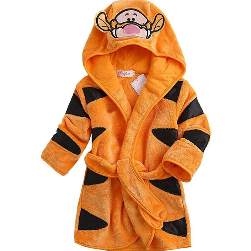 Children's Robes Kids Hooded Pajamas Clothes Child Boys Fleece Warm Bathrobes Girls Nightgowns Clothing Set Cartoon Sleepwear