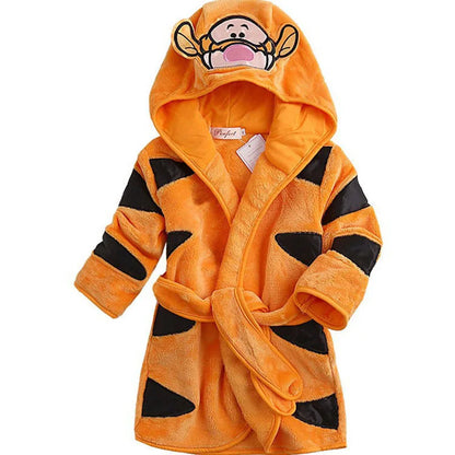 Children's Robes Kids Hooded Pajamas Clothes Child Boys Fleece Warm Bathrobes Girls Nightgowns Clothing Set Cartoon Sleepwear