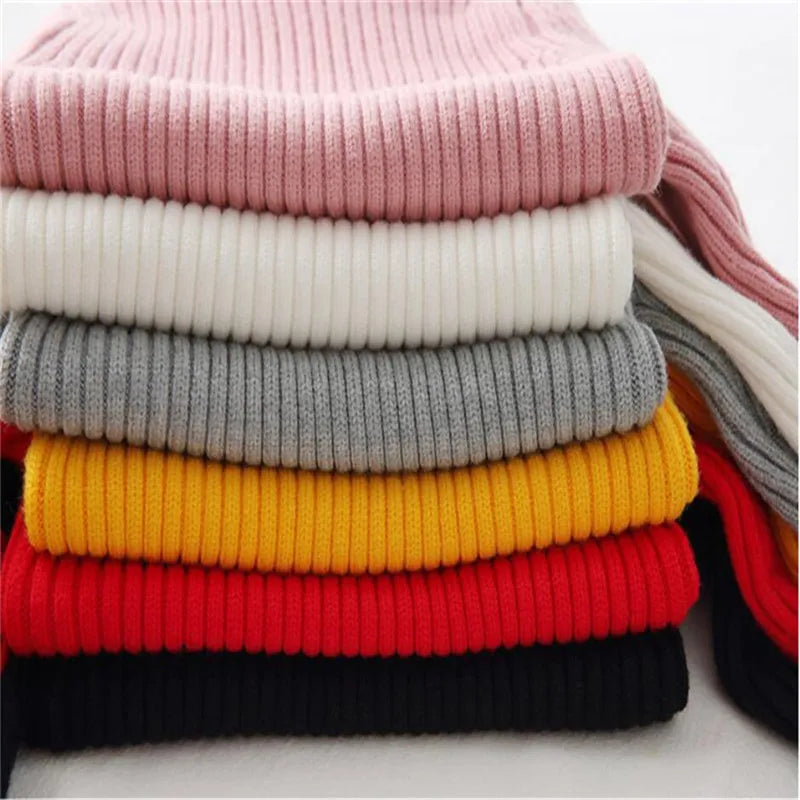 Baby Girls Winter Turtleneck Knitted Sweaters Clothes 2025 Autumn Children Boys Pullover Kids Knitwear