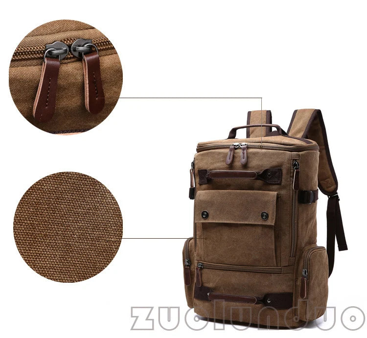 Men's Backpack Vintage Canvas Backpack School Bag Men's Travel Bags Large Capacity Backpack Laptop Backpack Bag Rucksack