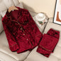 Velvet 2PCS Pajamas Set Women Autumn Winter Sleepwear Nightwear Casual Sleep Set Loose Soft Bathrobe Long Sleeve Shirt&pant