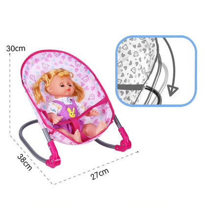 Kids Children Furniture Playset Toy, Cradle Rocking Chair Bouncer for Baby Doll, Great Birthday Gift (Toy)