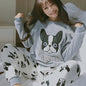 Autumn Winter Pajamas Set Women Sleep Shirt & Pant Set Sleepwear Warm Flannel Nightgown Female Cartoon Bear Animal Pijamas